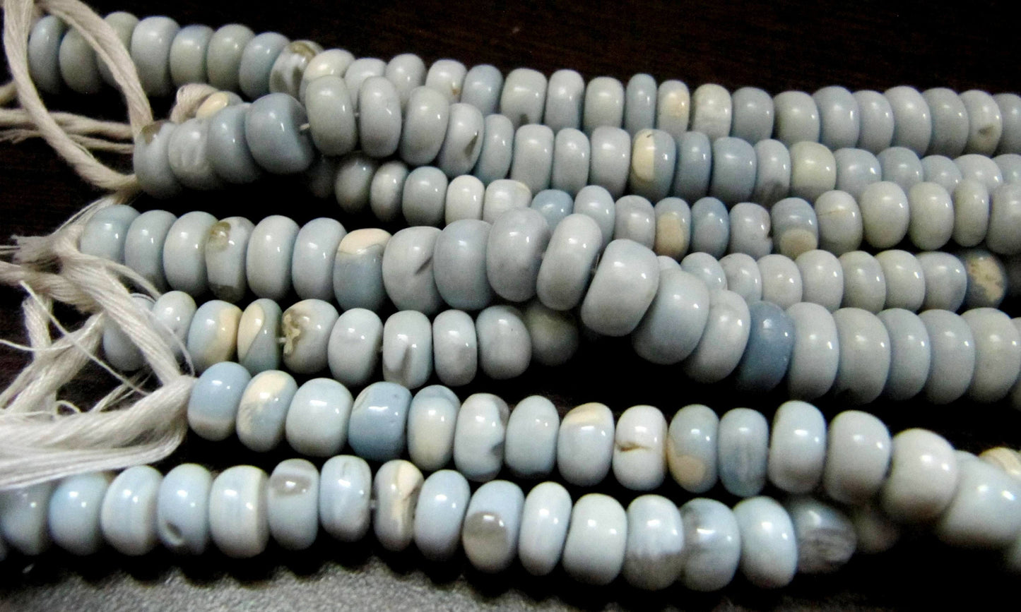 Natural Blue opal Rondelle Plain Smooth Beads 6 to 9mm best Quality Beads Strand 8 inches Long Jewelry making gemstone beads