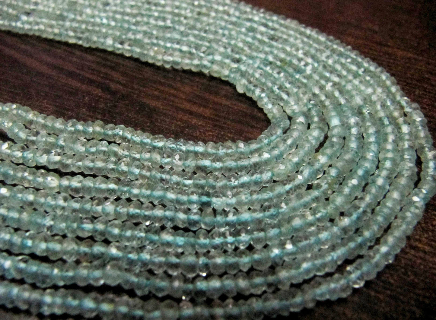 Natural Aquamarine Rondelle Faceted 5-6 mm Gemstone Beads Strand 13 inches long Top Quality Wholesale Prices aquamarine Gemstone beads
