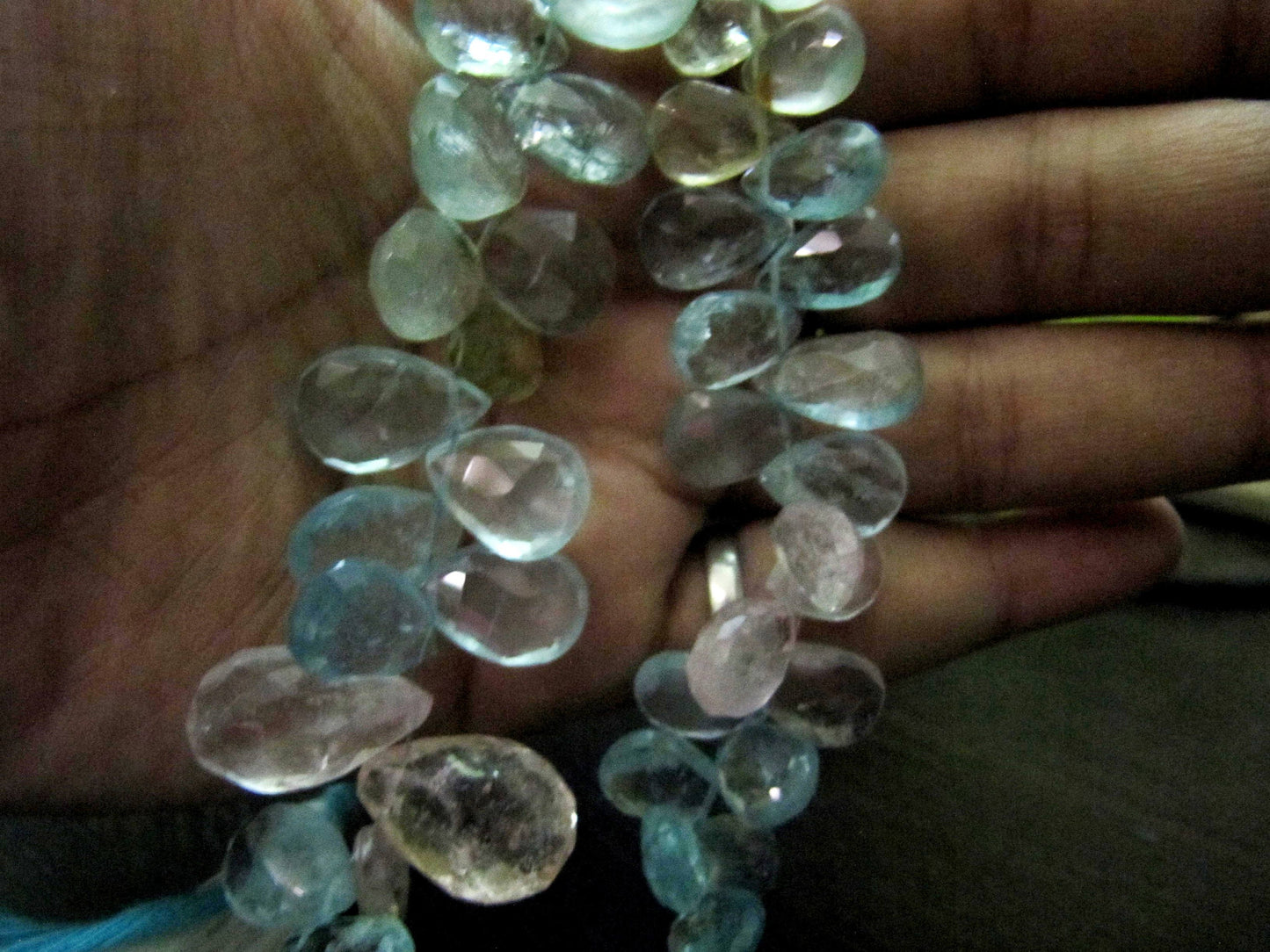 Natural Multi Color Aquamarine Pear Shape Briolette 7x10mm to8x12mm Gemstone Morganite Beads Strand 8 inch long High Quality Wholesale Price