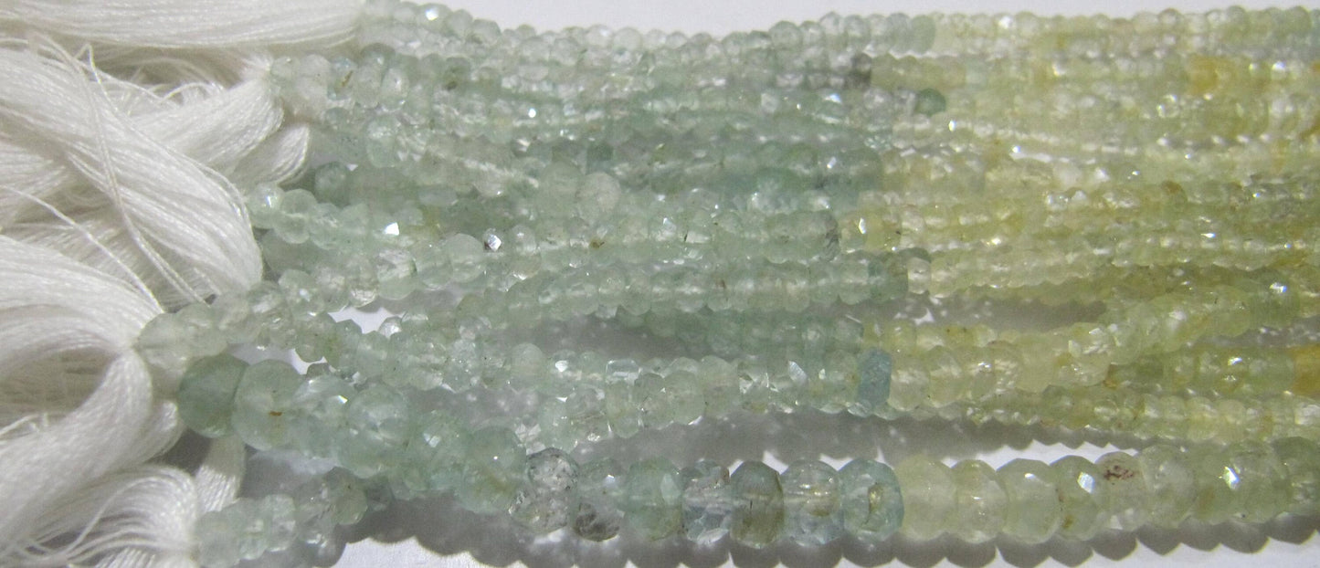 Natural Multi Color Aquamarine Rondelle Faceted 3-5 mm Gemstone Morganite Beads Strand 13 inch long High Quality Wholesales Prices