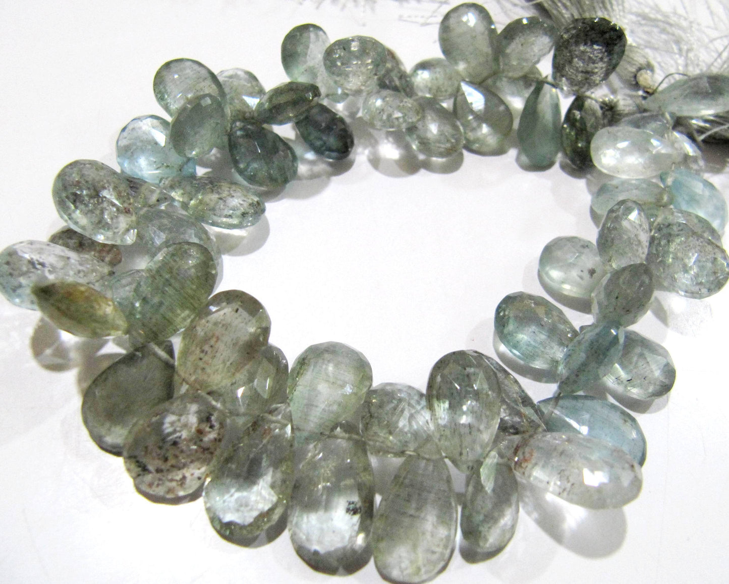 Natural Moss Aquamarine Pear Shape Faceted  6x9mm to 7x11 mm Gemstone Morganite Beads Strand 9 inch long High Quality Wholesale Prices