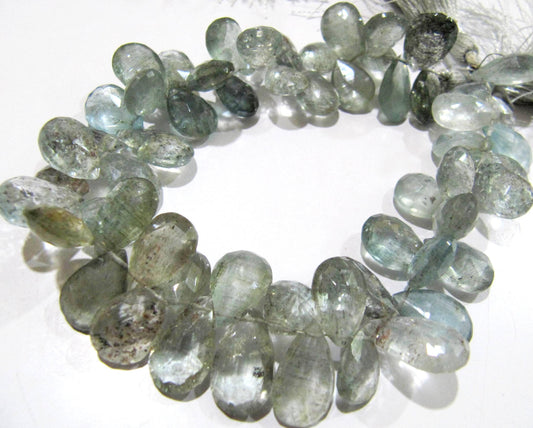 Natural Moss Aquamarine Pear Shape Faceted  6x9mm to 7x11 mm Gemstone Morganite Beads Strand 9 inch long High Quality Wholesale Prices