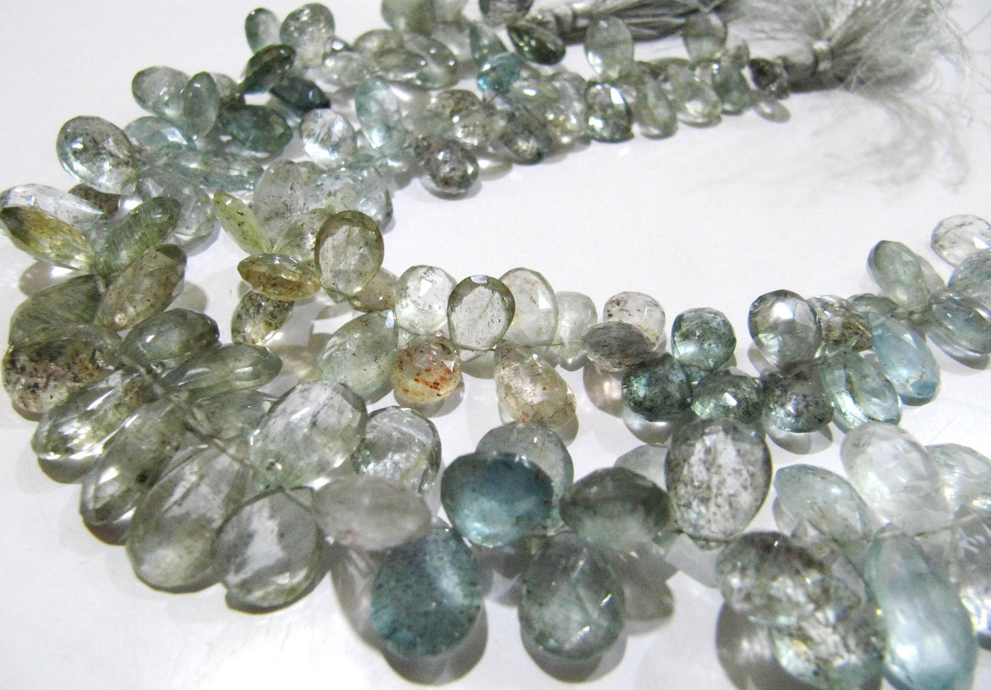 Natural Moss Aquamarine Pear Shape Faceted  6x9mm to 7x11 mm Gemstone Morganite Beads Strand 9 inch long High Quality Wholesale Prices