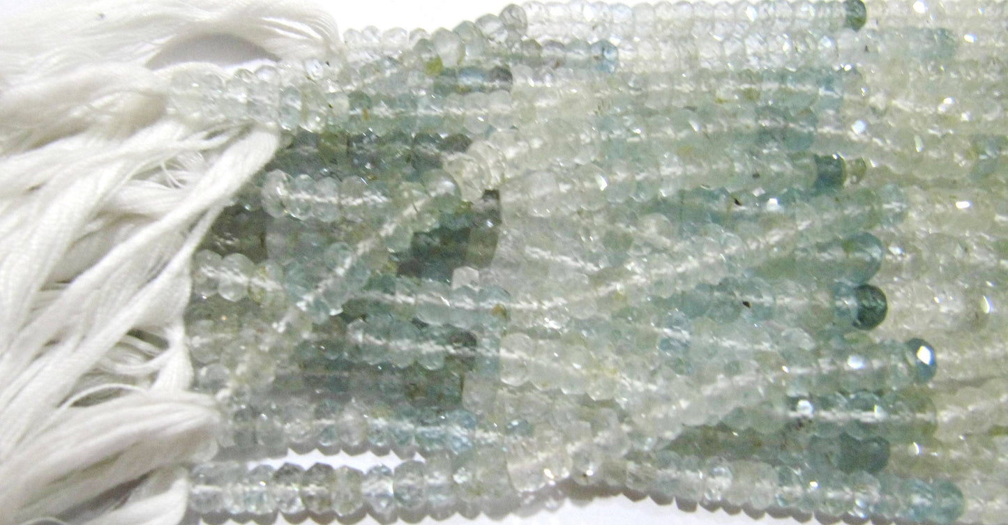 Natural Multi Color Aquamarine Rondelle Faceted 3 to5mm Gemstone Morganite Beads Strand 13 inch long High Quality Wholesale Prices