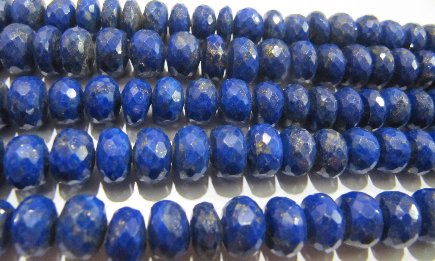 Natural Lapis Lazuli Rondelle Faceted Beads 9-10mm Graduated Strand 8 inch long High Quality Beads Wholesale prices jewelry making beads