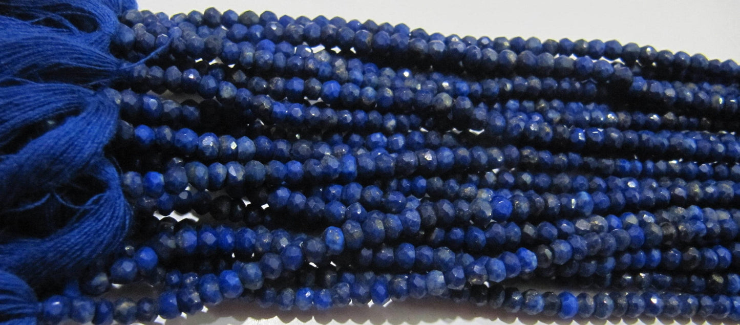 Natural Lapis Lazuli Rondelle Faceted Beads 3-4 mm Strand 13 inch long High Quality Beads Wholesale prices jewelry making beads