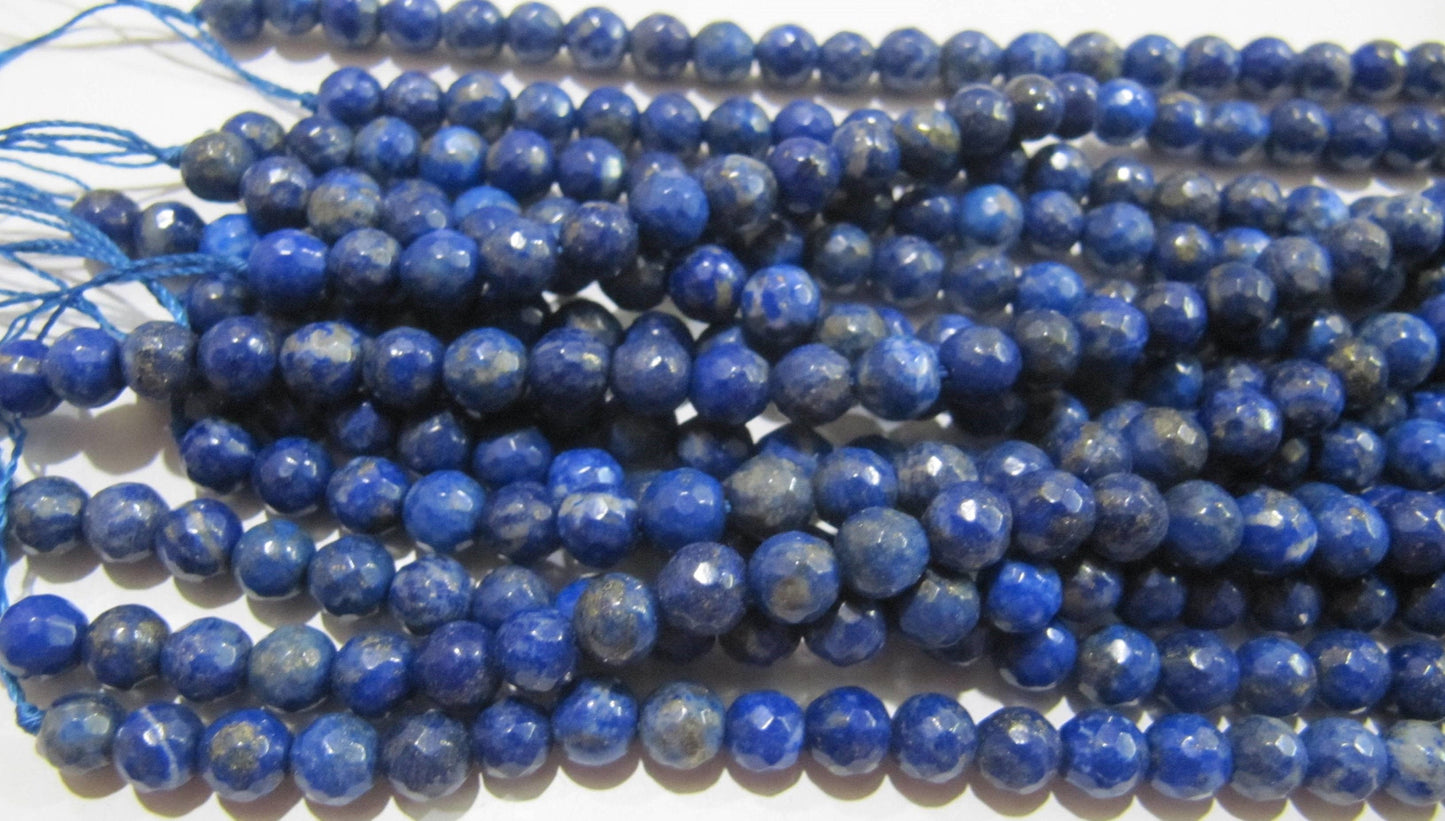 Natural Lapis Lazuli Round Faceted Beads 6 mm Strand 15 inch long High Quality Beads Wholesale prices jewelry making beads