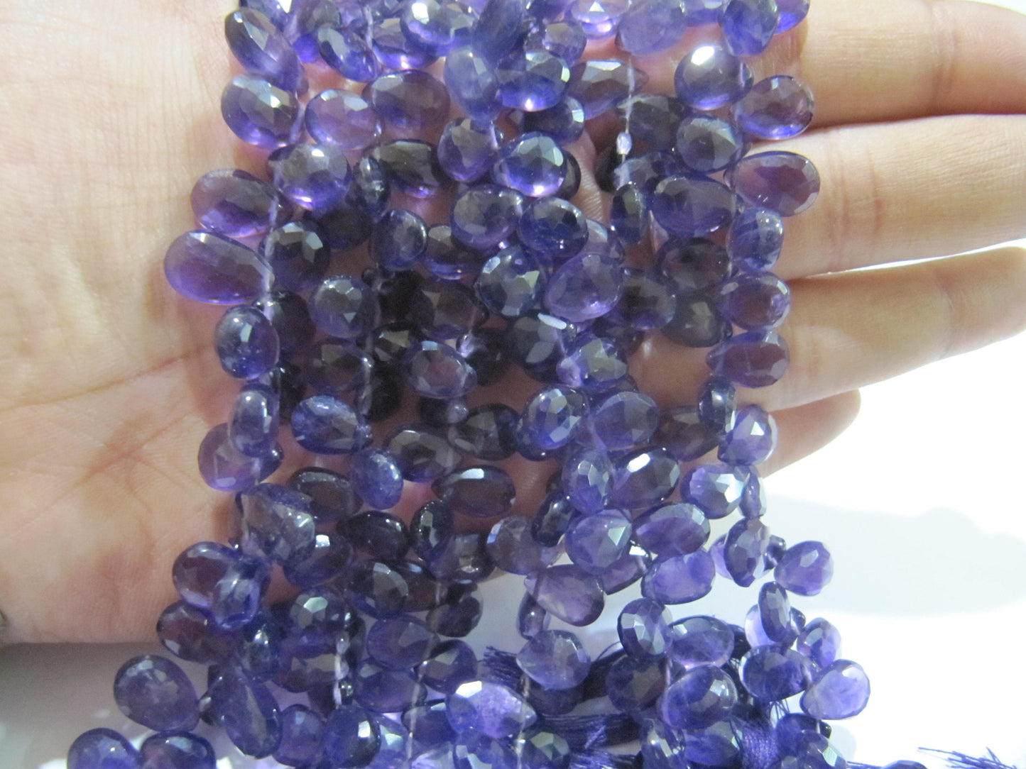 Natural Amethyst Pear Shape 8x12 mm to 9x14mm Briolette Faceted Beads Strand 8 inches long Wholesale Prices top quality jewelry making bead