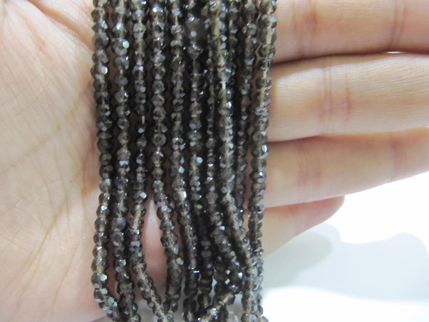 Natural Smoky Quartz Rondelle Faceted Beads 3- 4 mm best Quality Beads Strand 13 inches Long Jewelry making gemstone beads