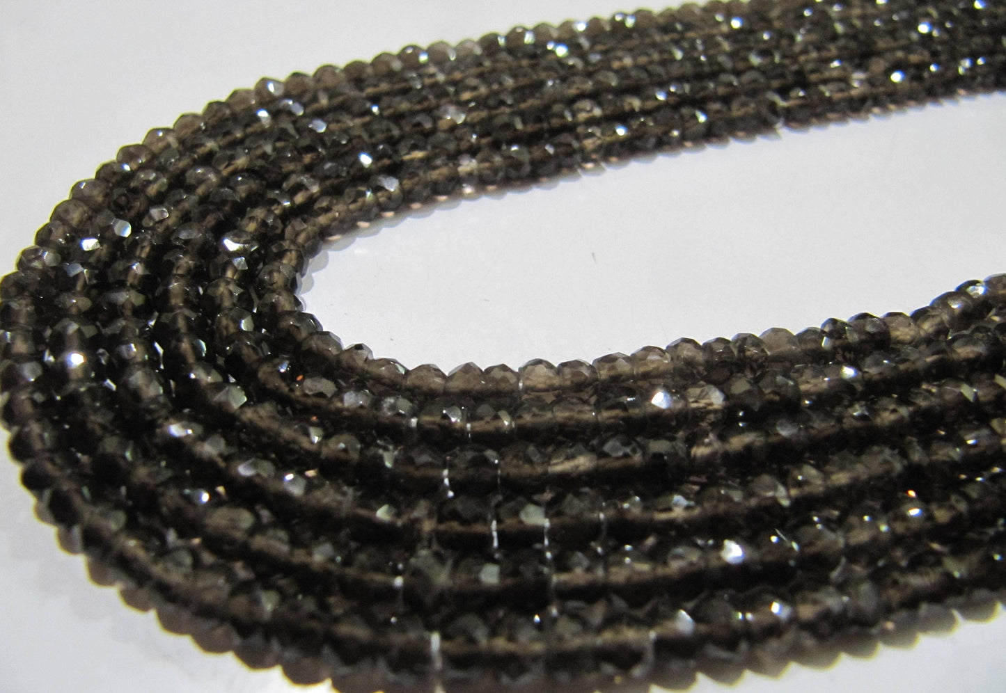 Natural Smoky Quartz Rondelle Faceted Beads 3- 4 mm best Quality Beads Strand 13 inches Long Jewelry making gemstone beads
