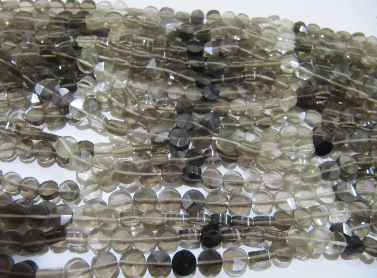 Natural Smoky Quartz Coin shape Faceted Shaded Color Briolette Beads 5mm best Quality Beads Strand 13 inch Jewelry making gemstone beads