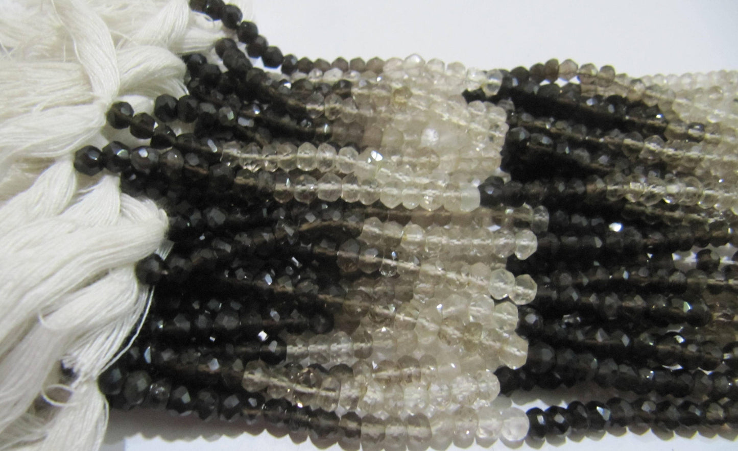 Natural Smoky Quartz Rondelle Shaded Faceted Beads 4-5mm best Quality Beads Strand 13 inches Long Jewelry making gemstone beads