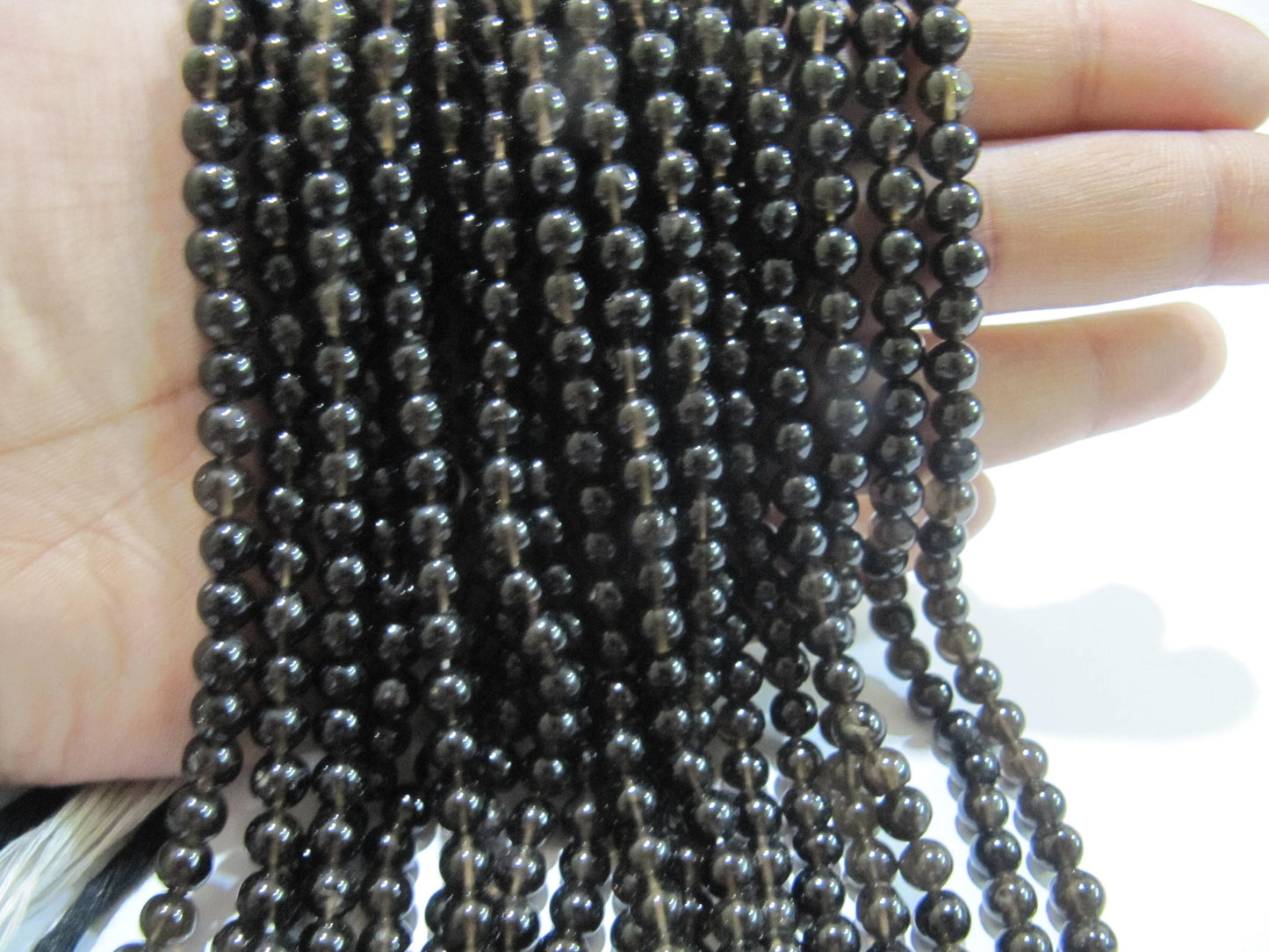 Natural Smoky Quartz Round Plain Smooth 5- 6mm best Quality Beads Strand 13 inches Long Jewelry making gemstone beads