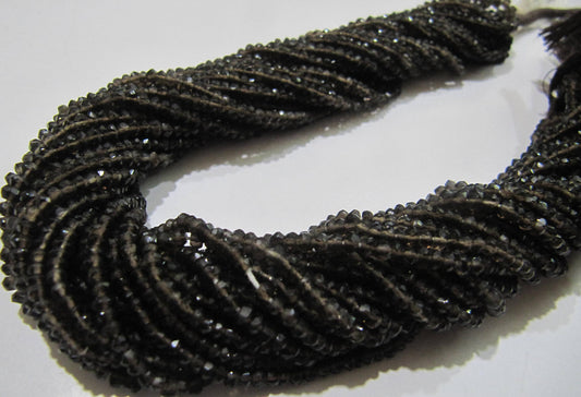 Natural Smoky Quartz Rondelle Faceted Beads 3mm best Quality Beads Strand 13 inches Long Jewelry making gemstone beads