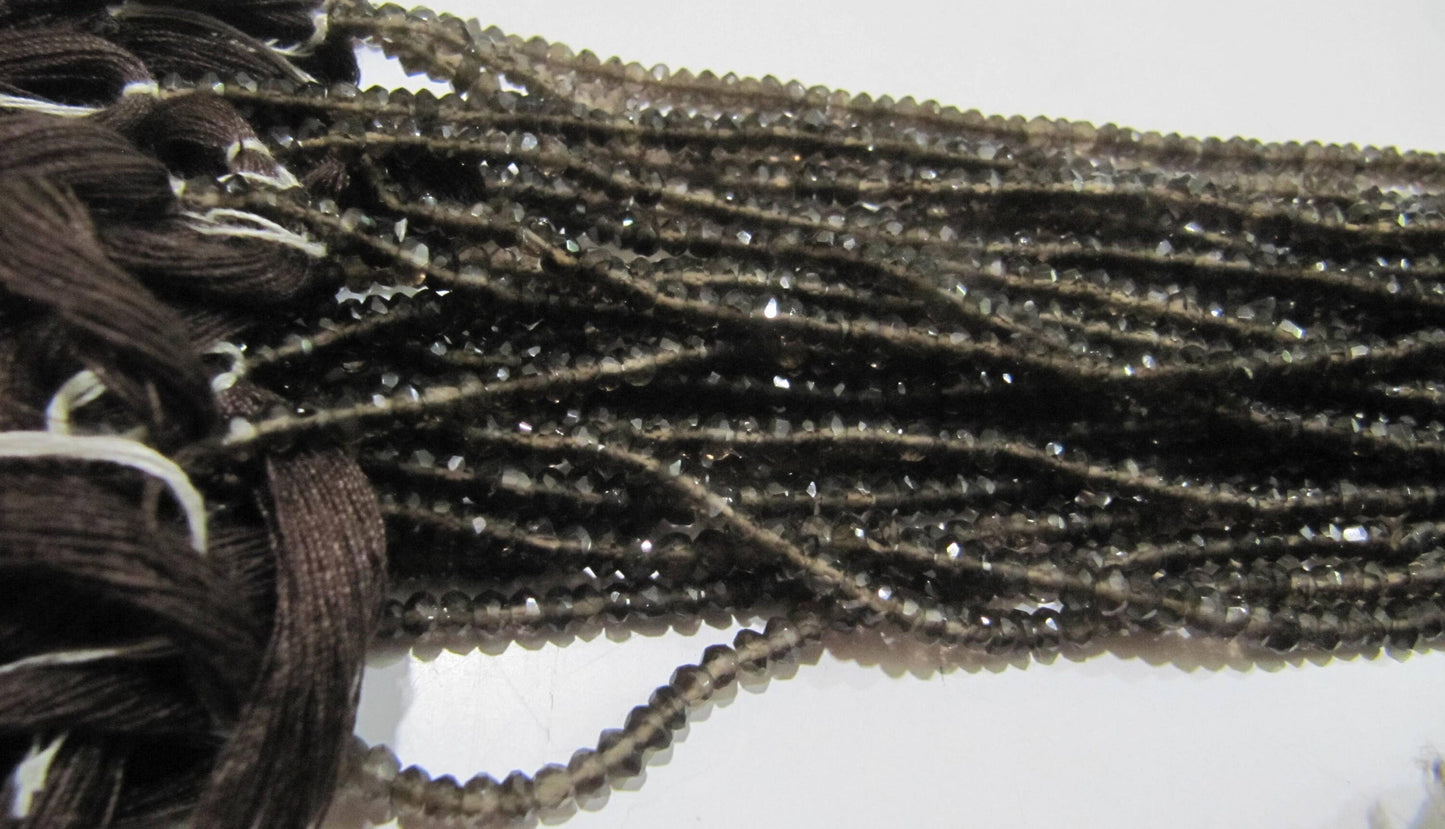 Natural Smoky Quartz Rondelle Faceted Beads 3mm best Quality Beads Strand 13 inches Long Jewelry making gemstone beads