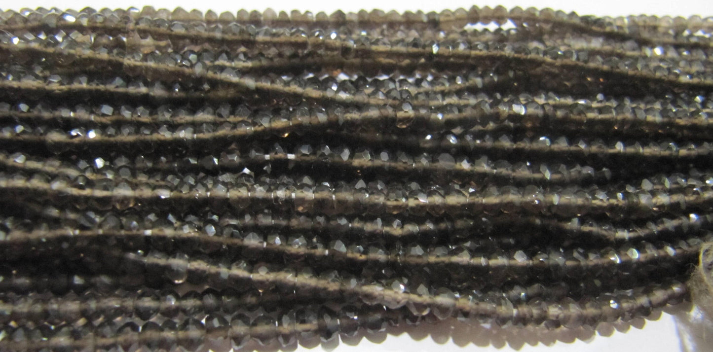 Natural Smoky Quartz Rondelle Faceted Beads 3mm best Quality Beads Strand 13 inches Long Jewelry making gemstone beads