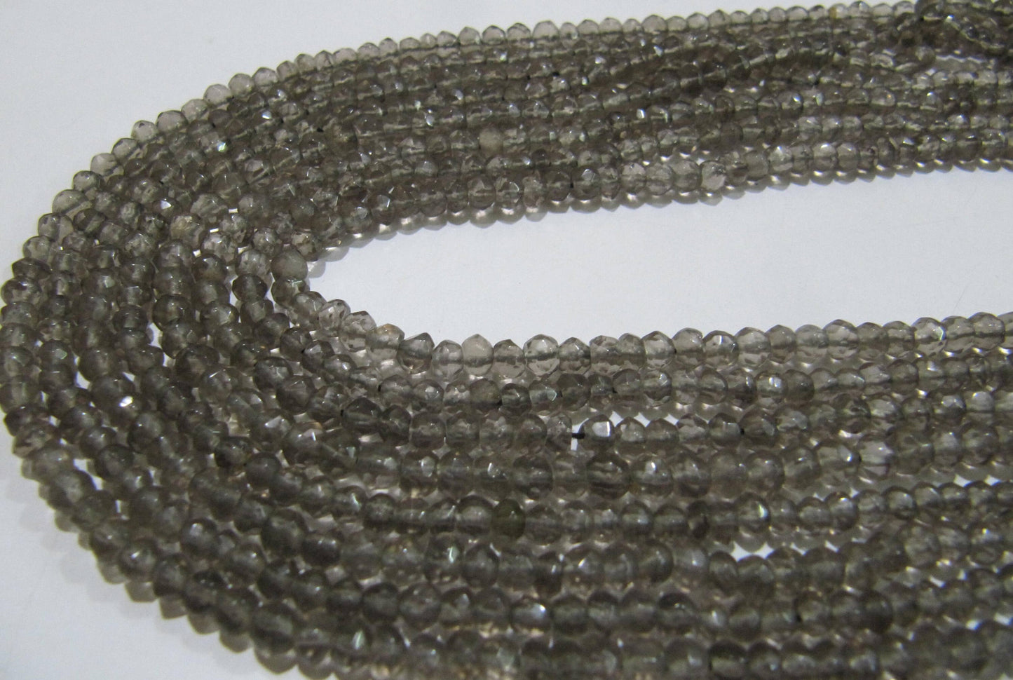 Natural Smoky Quartz Rondelle Faceted Beads 3-4 mm best Quality Beads Strand 13 inches Long Jewelry making gemstone beads