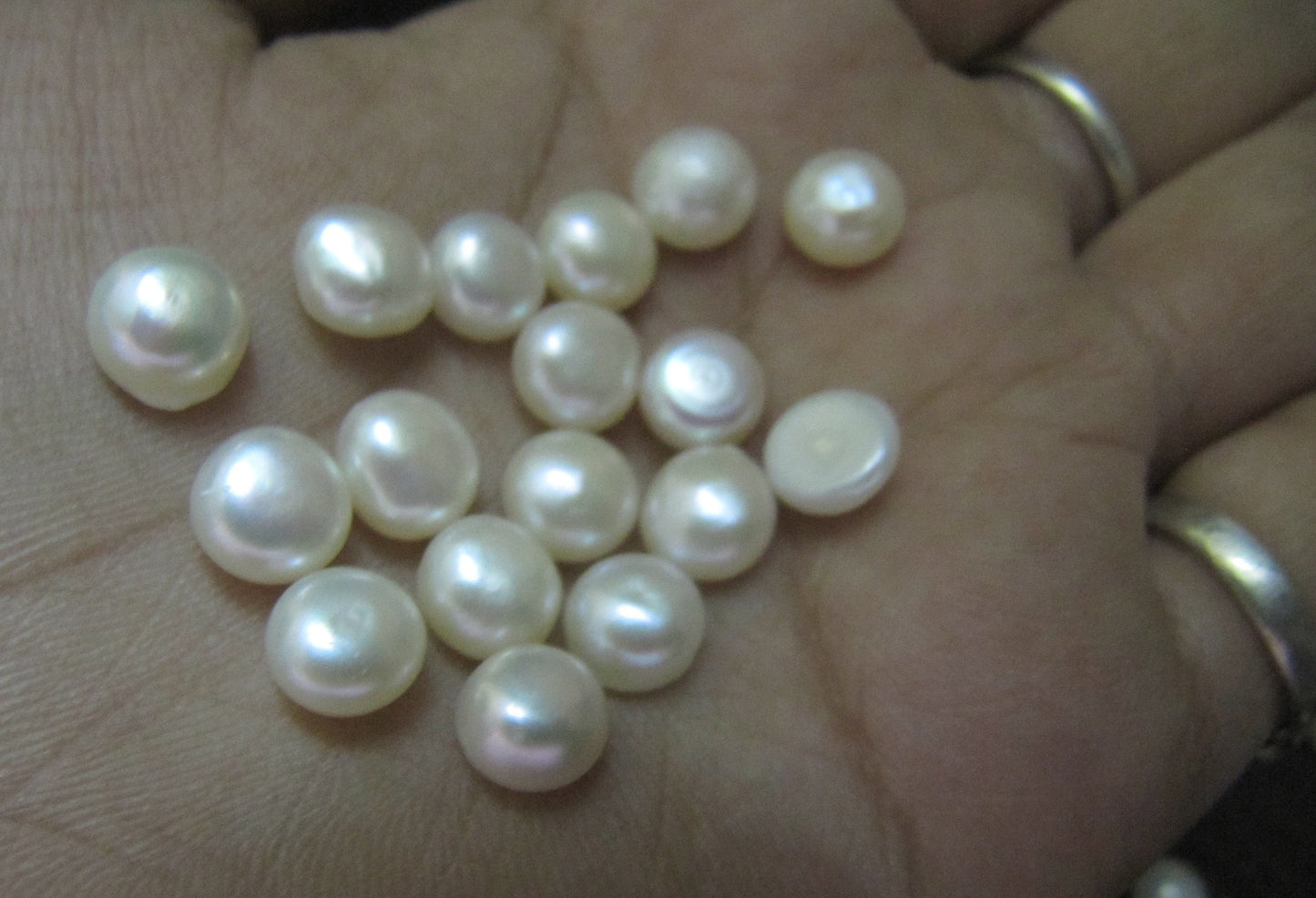 10 Pcs Set Natural White Pearls Coin button Shape Round  Plain Smooth Size 7 To 10 mm Flat back Cabochon , SIZE YOU CHOOSE