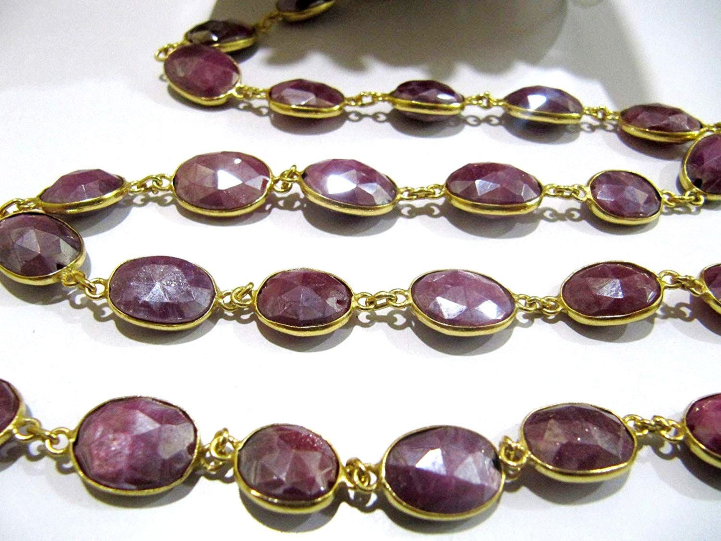 Natural Pink Moonstone  Silver coated Free Shape Briolette Bezel Connector Chain 12 to 15mm Sold Per Foot High Quality