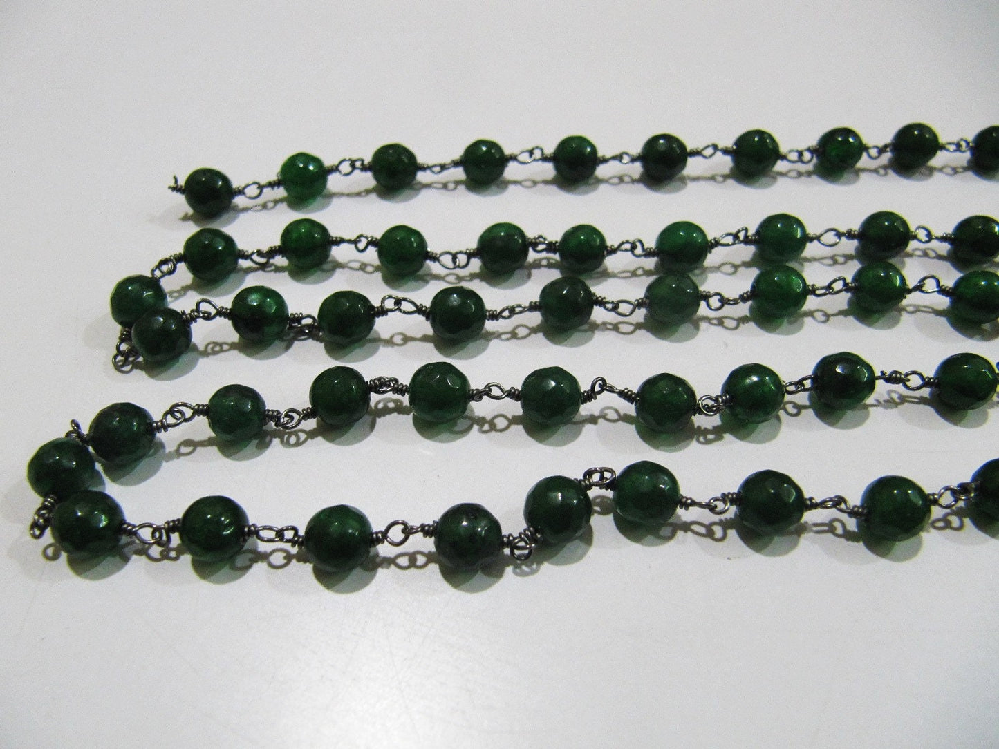 Natural Emerald Jade Round 6 mm Plain Rondelle Faceted Beads Rosary Chain Sold Per Foot High Quality Wholesale Prices Jewelry making Chain