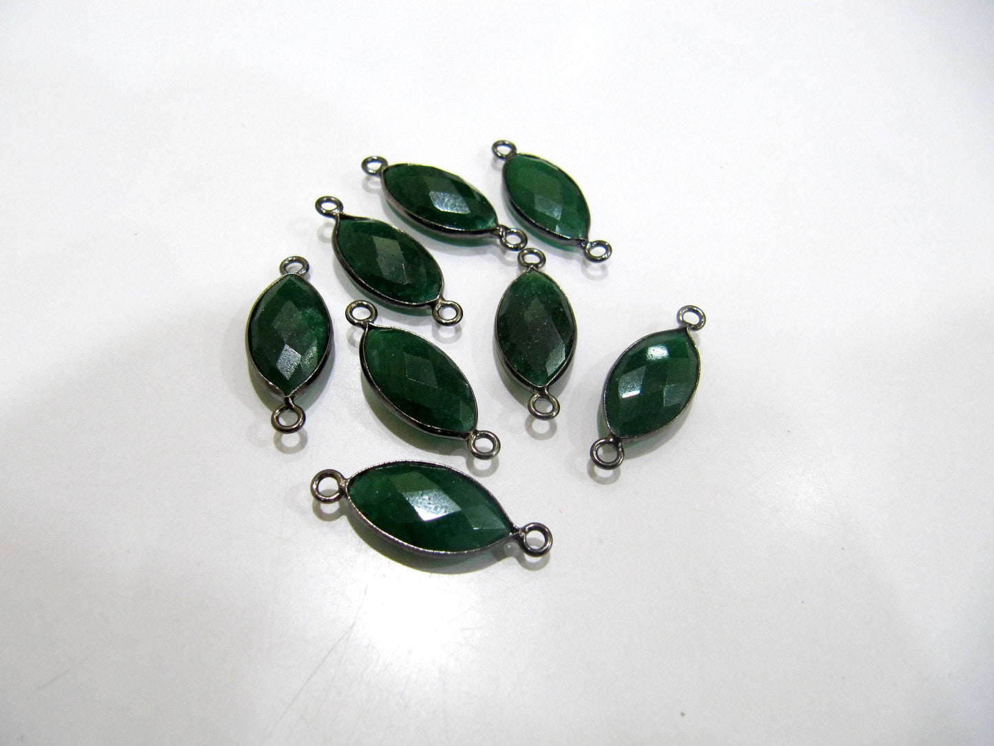 Emerald Marquise Shape Briolette 9x15 mm Connectors Double Loop Bezel Briolette Charms sold per piece Jewelry Connectors