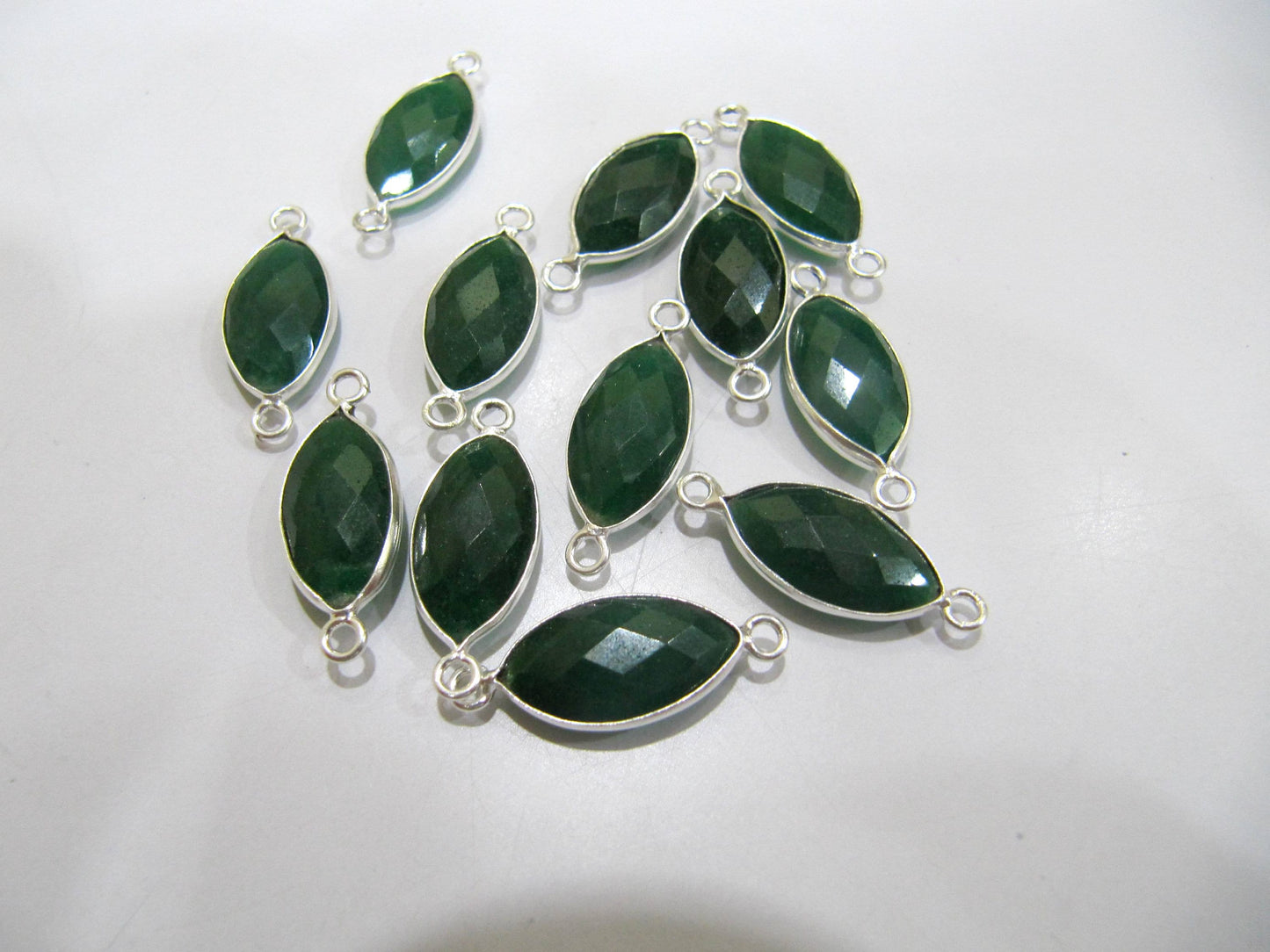 Emerald Marquise Shape Briolette 9x15 mm Connectors Double Loop Bezel Briolette Charms sold per piece Jewelry Connectors
