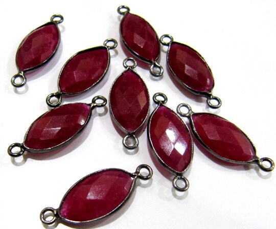 Ruby Marquise Shape 9x15mm Briolette Connectors Double Loop Bezel Charms Jewelry Marquise Shape Briolette Connectors sold per piece