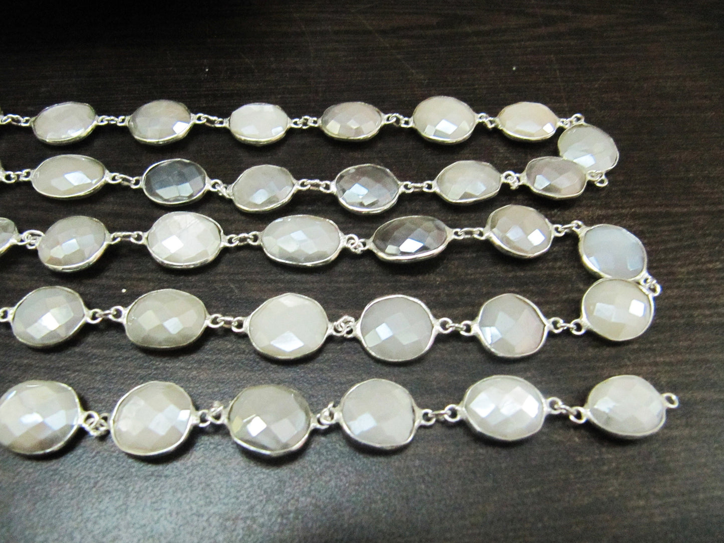 Natural Multi Moonstone AB Mystic Coated Nugget Briolette Connector Chain Uneven Free Shape  12 to 15mm  Plated Sold Per Foot High quality