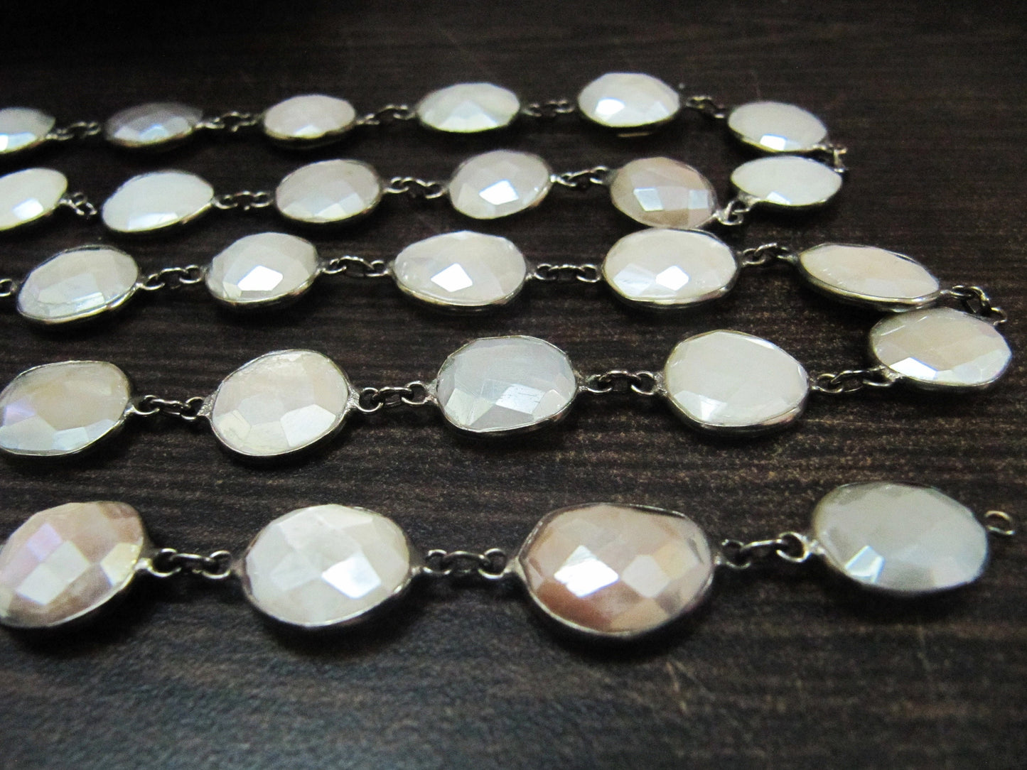 Natural Multi Moonstone AB Mystic Coated Nugget Briolette Connector Chain Uneven Free Shape  12 to 15mm  Plated Sold Per Foot High quality
