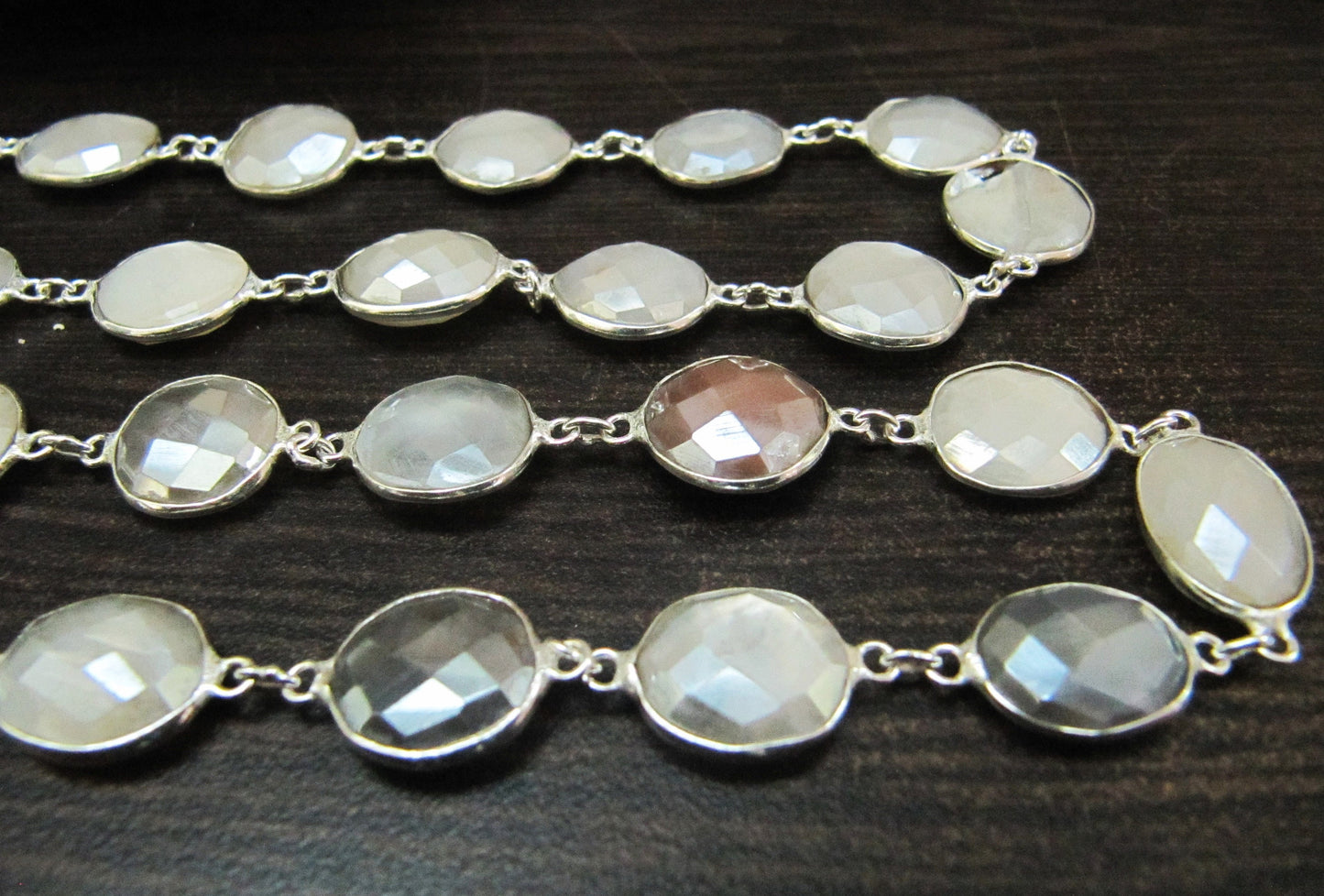 Natural Multi Moonstone AB Mystic Coated Nugget Briolette Connector Chain Uneven Free Shape  12 to 15mm  Plated Sold Per Foot High quality