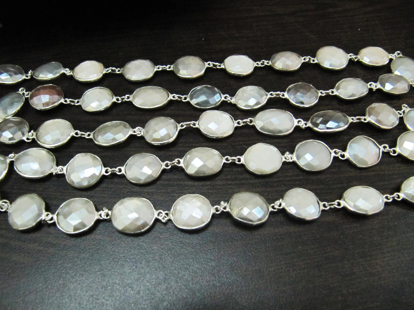 Natural Multi Moonstone AB Mystic Coated Nugget Briolette Connector Chain Uneven Free Shape  12 to 15mm  Plated Sold Per Foot High quality