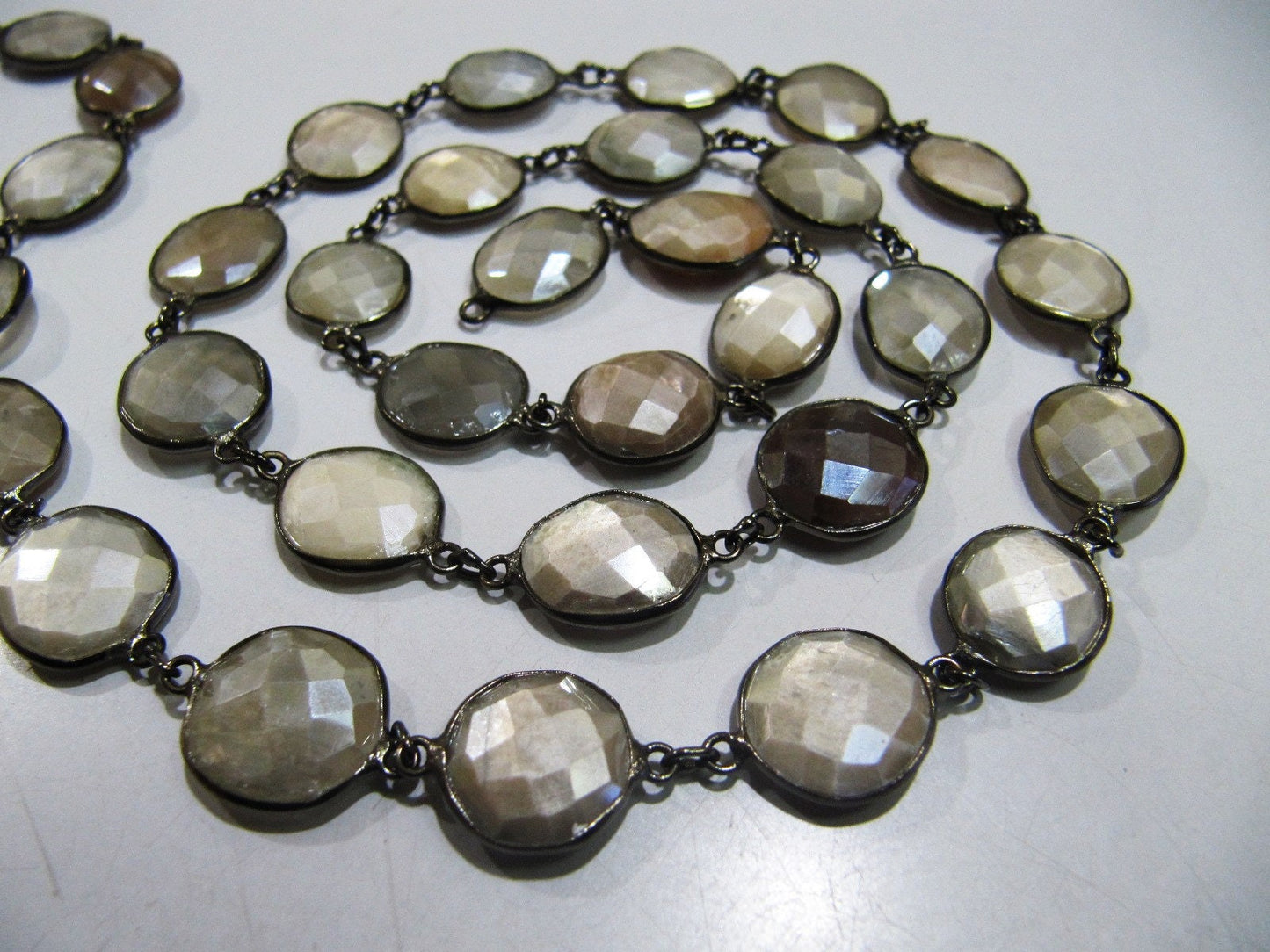 Natural Multi Moonstone AB Mystic Coated Nugget Briolette Connector Chain Uneven Free Shape  12 to 15mm  Plated Sold Per Foot High quality
