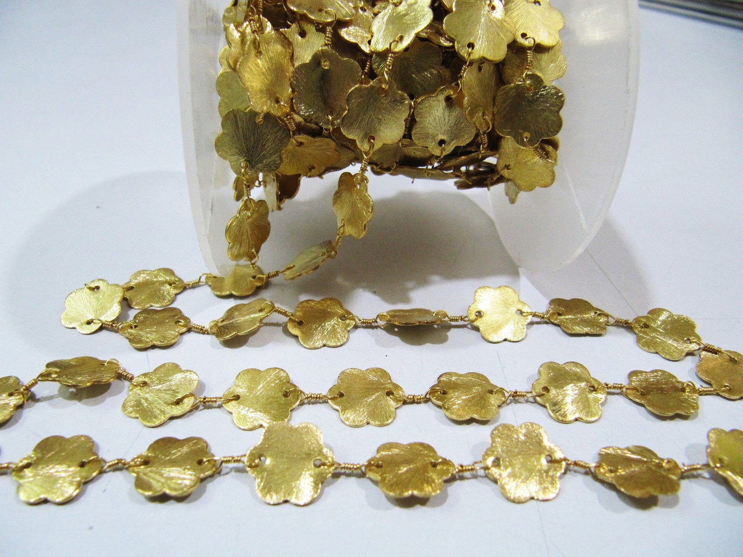 3 Feet Beautiful Metal Finding Rosary Chain,Hammered Flower Shape Chain 11 mm Connector Chain Sold Per Foot High Quality Wholesale Prices
