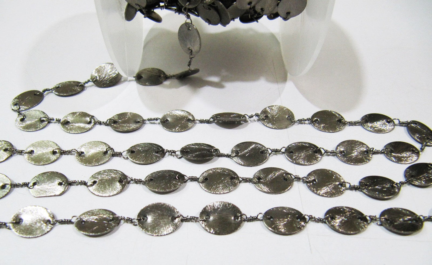 3 Feet Beautiful Metal Finding Rosary Chain,Hammered Round coin Shape Chain 10mm Connector Chain Sold Per Foot High Quality Wholesale Prices