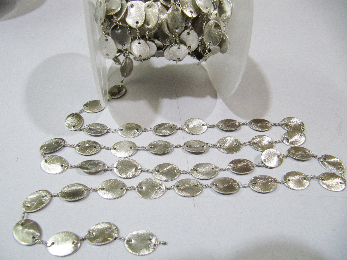 3 Feet Beautiful Metal Finding Rosary Chain,Hammered Round coin Shape Chain 10mm Connector Chain Sold Per Foot High Quality Wholesale Prices