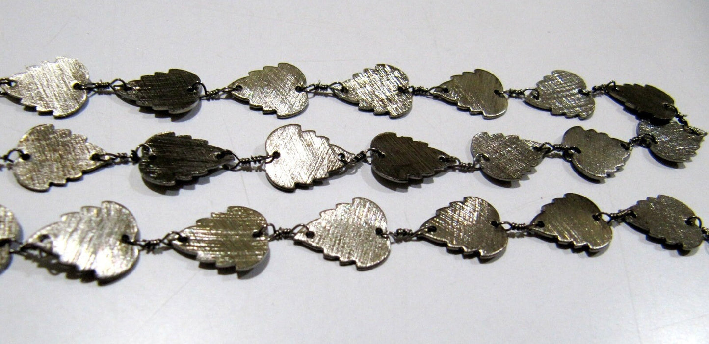 3 Feet Beautiful Metal Finding Rosary Chain,Hammered Leaf Shape Chain 10x13 mm Connector Chain Sold Per Foot High Quality Wholesale Prices