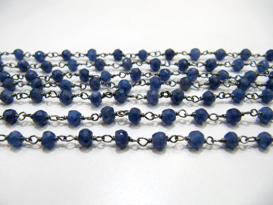Natural Lapis Lazuli Rondelle 3-4 mm Faceted Beaded Plated Rosary Chain  High Quality Wholesale Price Jewelry making chain sold per foot