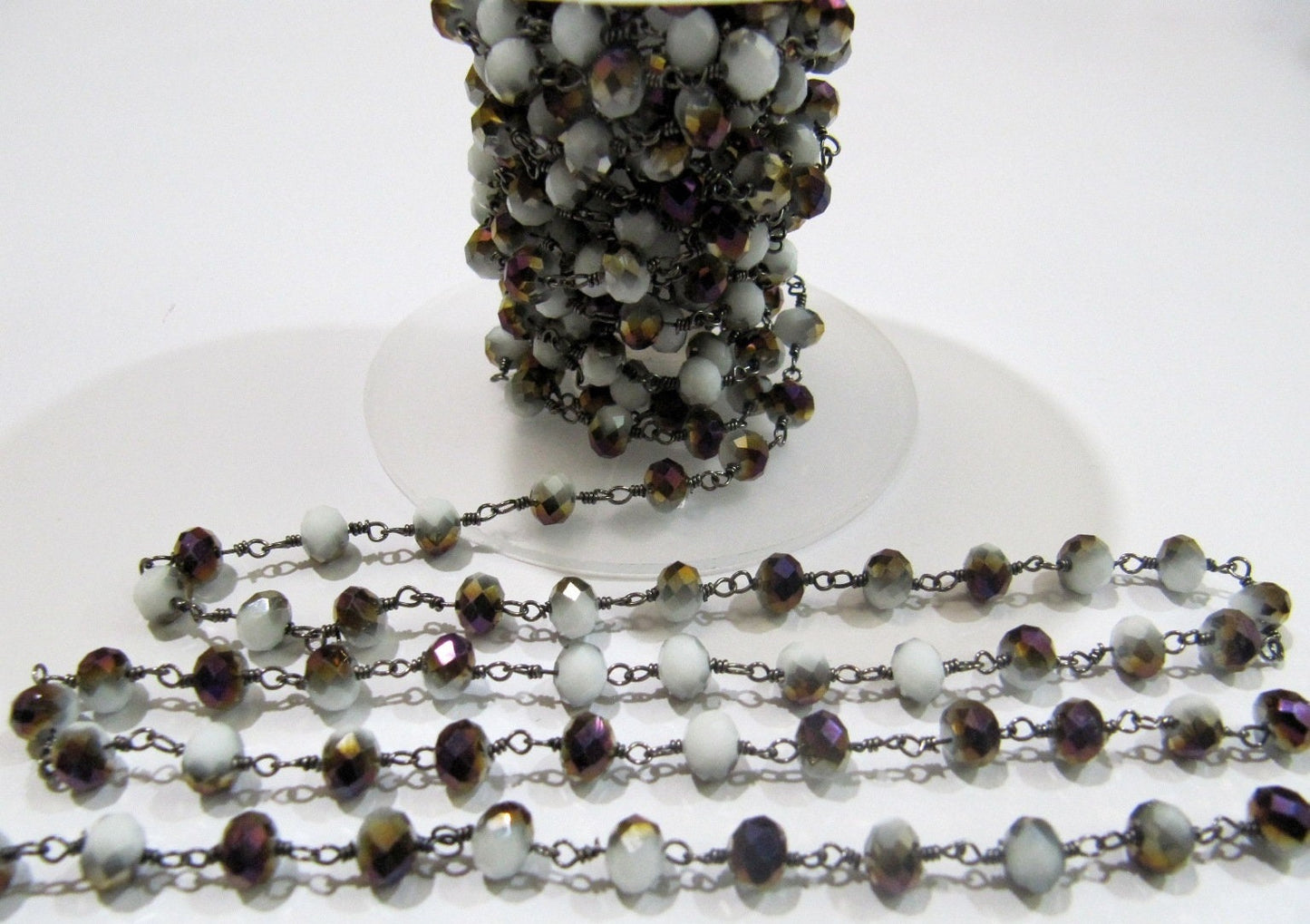 Shaded Purple Moonstone  Rondelle 6 mm Briolette Faceted Beaded Rosary Chain Sold Per Foot High Quality Wholesale Price Jewelry making chain