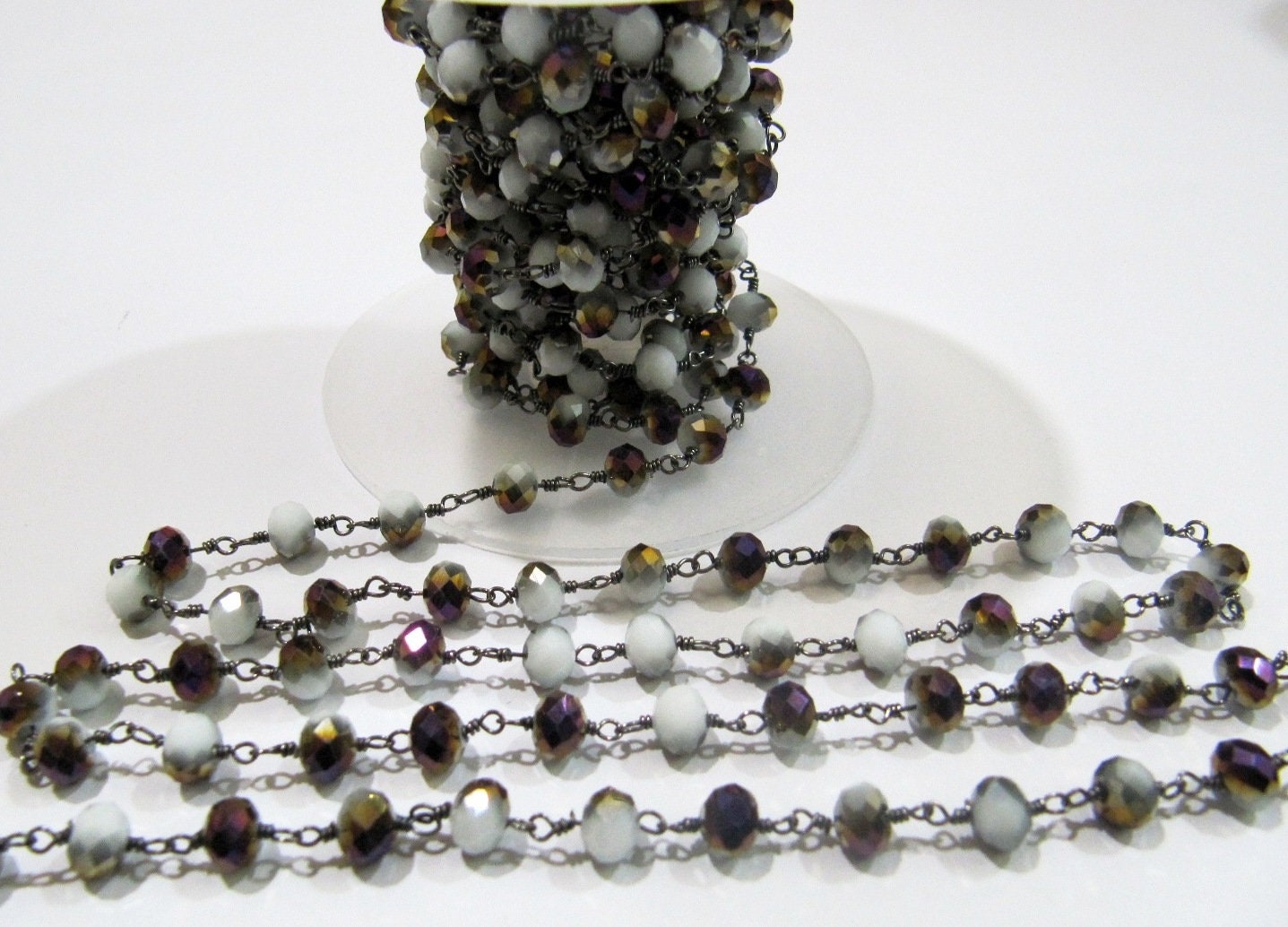 Shaded Purple Moonstone  Rondelle 6 mm Briolette Faceted Beaded Rosary Chain Sold Per Foot High Quality Wholesale Price Jewelry making chain