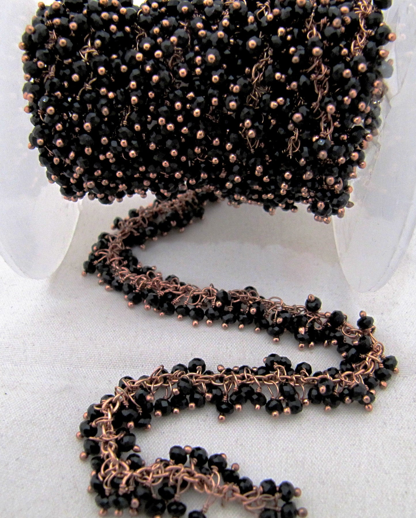 Natural Black Spinel Rondelle Faceted Cluster Rosary Chain Size 2mm Wire Wrap Grape Beaded Handmade Chain Wholesale Price