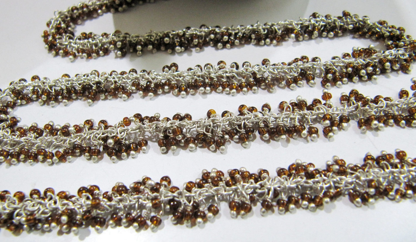 Hessonite Garnet Plain Smooth 2mm Beads chain sold per foot Handmade Wire Wrapped Beaded Gemstone  Dangling  Chain sold per Foot