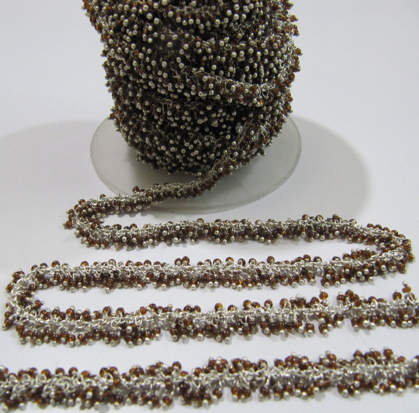 Hessonite Garnet Plain Smooth 2mm Beads chain sold per foot Handmade Wire Wrapped Beaded Gemstone  Dangling  Chain sold per Foot