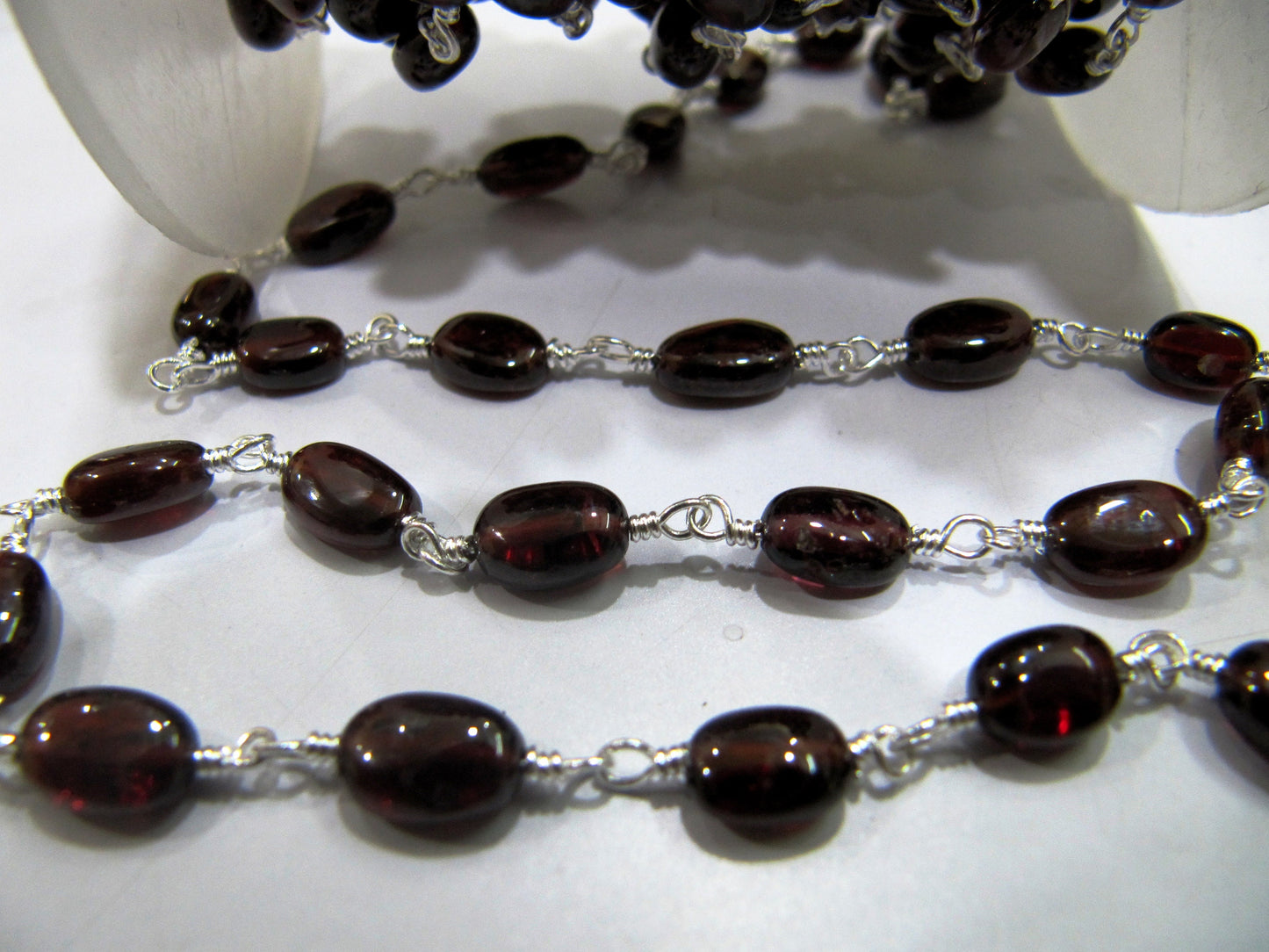 Natural Garnet Oval Plain Smooth Approx 5x7mm to 6x8mm Beaded Rosary Chain Sold Per Foot High Quality Wholesale Price Jewelry making chain