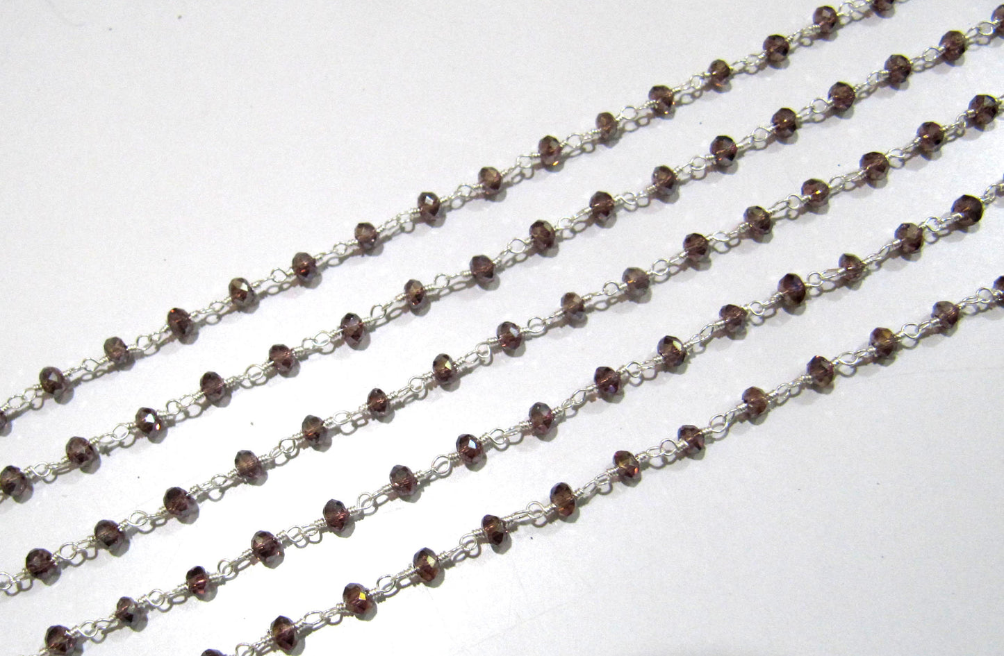 3 Feet Garnet Hydro Quartz Mystic Coated Rondelle Faceted 3-4mm Beaded Rosary Chain High Quality Wholesale Price Jewelry making chain