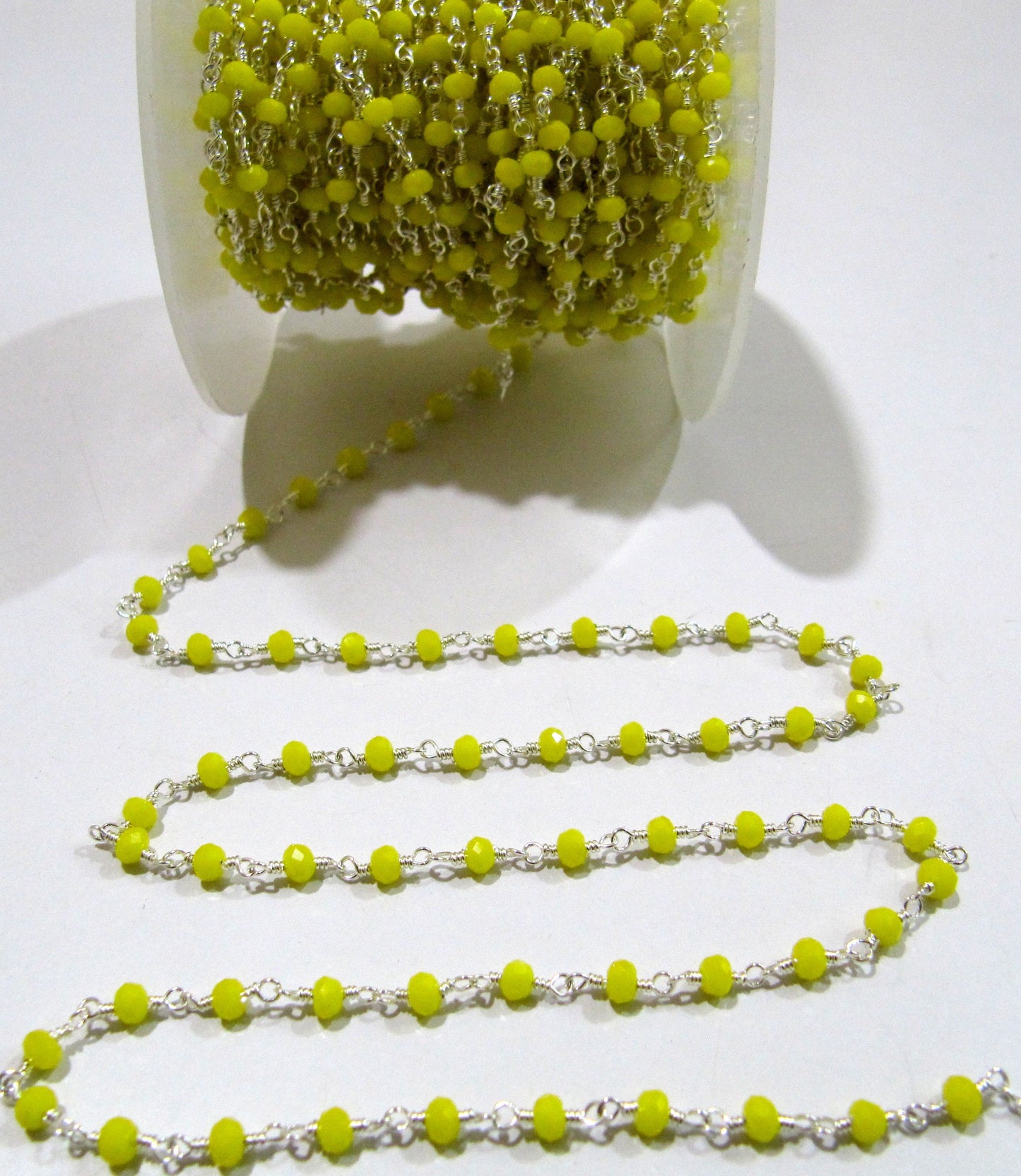 3 Ft-Yellow Chalcedony Chain Rondelle Faceted Beaded  Chain 3mm Size Hydro Quartz Bead Chain Wholesale Prices gemstone chain