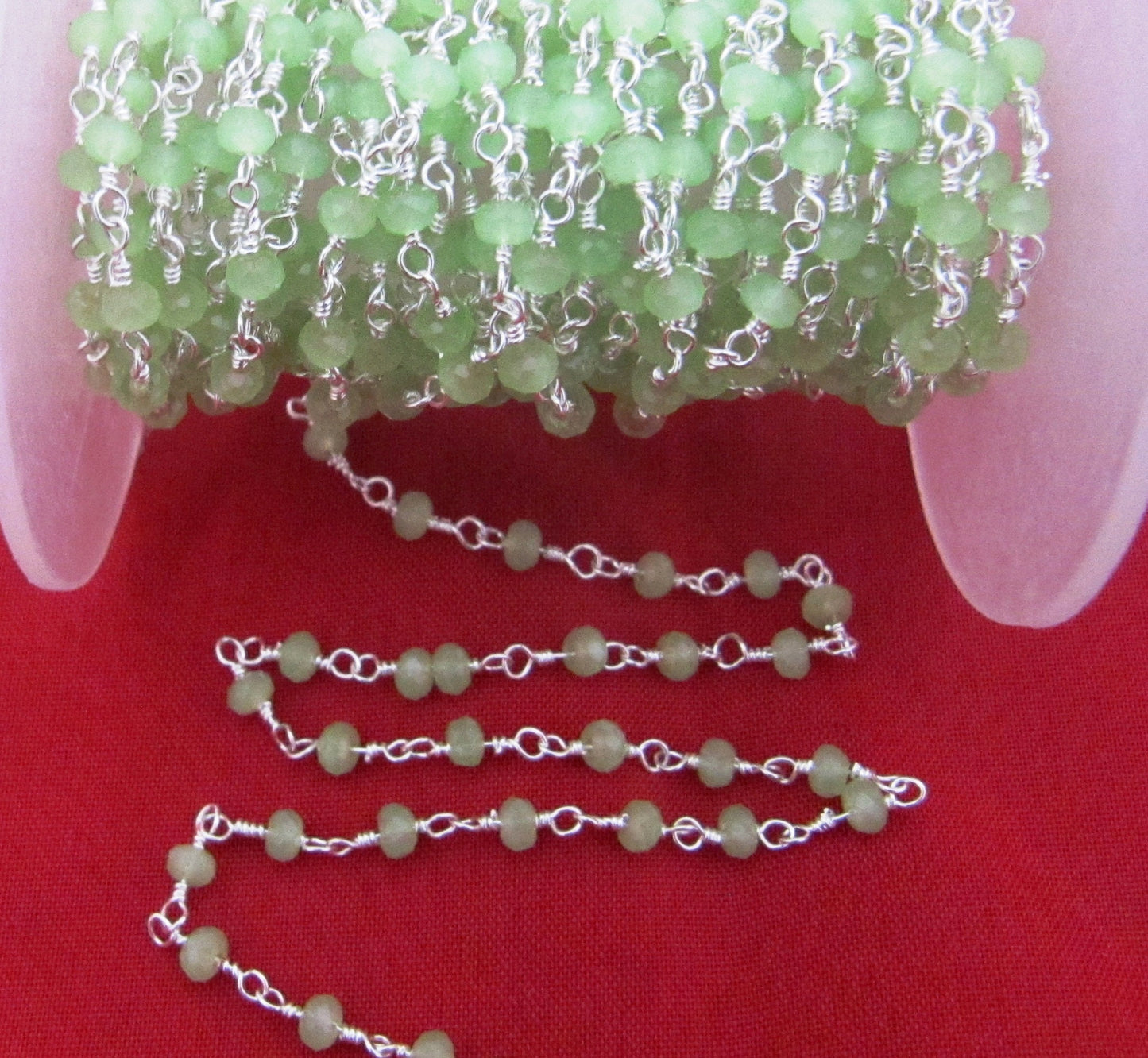 3 Ft-Green Chalcedony Rondelle Faceted Beaded Aati Chain 3mm Size Hydro Quartz Bead Chain Wholesale Prices gemstone chain