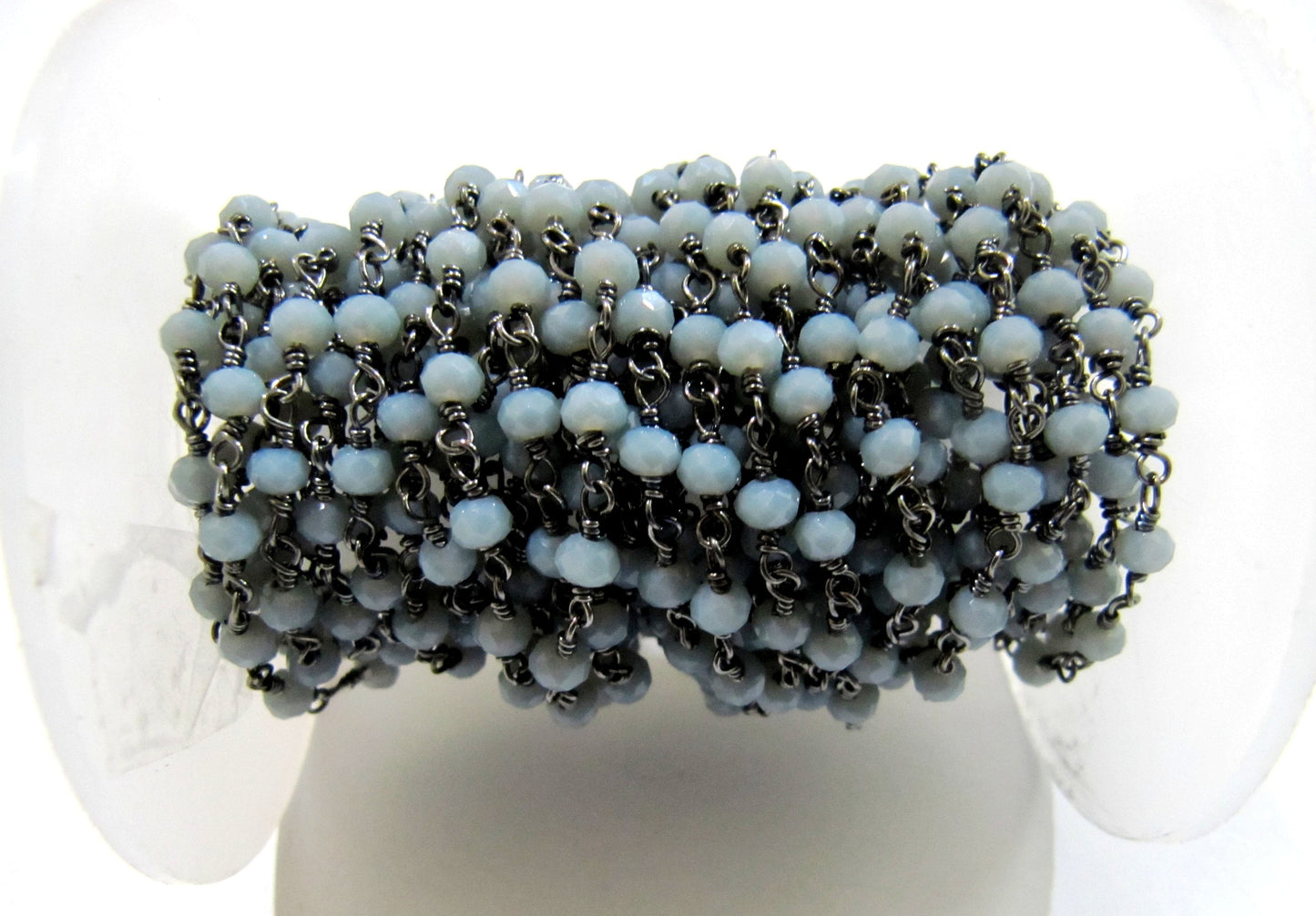 3 Feet Grey Moonstone Rondelle Faceted 3-4mm Bead Rosary chain Moonstone Beaded Handmade Chain Wholesale Prices gemstone Rosary chain