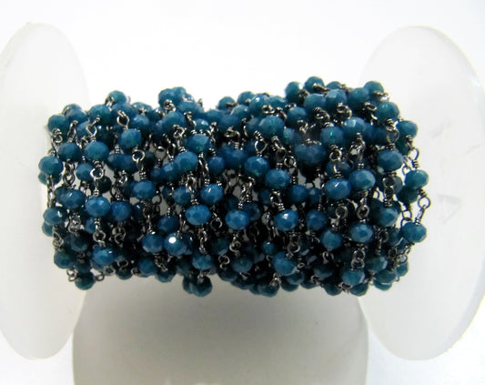 3 Ft-Neon Apatite  Rondelle Faceted Beaded 3-4mm Size Hyro Quartz Apatite Bead Rosary Chain Wholesale Prices Jewelry Making gemstone chain