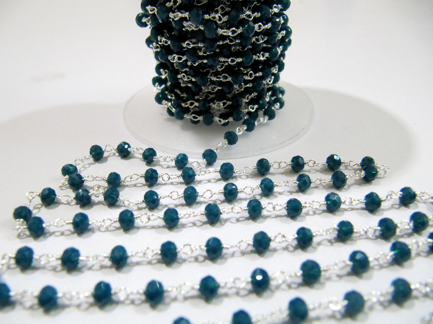 3 Ft-Neon Apatite  Rondelle Faceted Beaded 3-4mm Size Hyro Quartz Apatite Bead Rosary Chain Wholesale Prices Jewelry Making gemstone chain