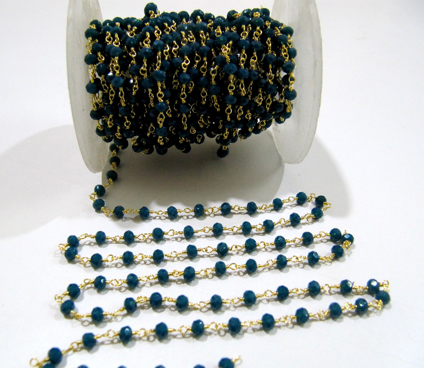 3 Ft-Neon Apatite  Rondelle Faceted Beaded 3-4mm Size Hyro Quartz Apatite Bead Rosary Chain Wholesale Prices Jewelry Making gemstone chain